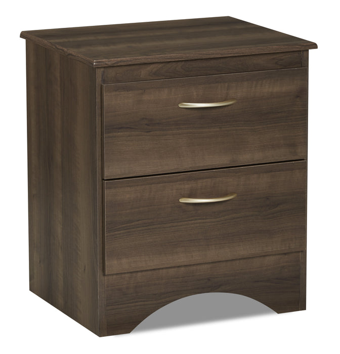 Aida Bedside 2-Drawer Nightstand, 19.2\"W x 22.2\"H, Made in Canada - Brown
