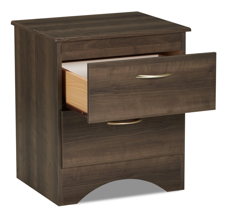 Aida Bedside 2-Drawer Nightstand, 19.2\"W x 22.2\"H, Made in Canada - Brown