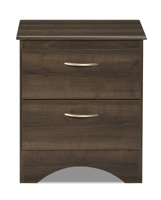 Aida Bedside 2-Drawer Nightstand, 19.2\"W x 22.2\"H, Made in Canada - Brown
