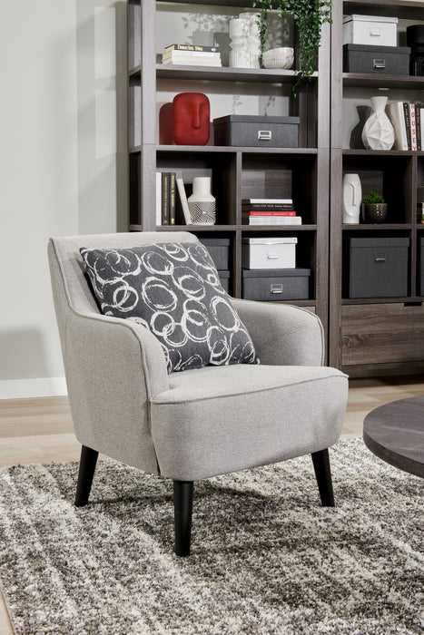 Aimy 28\" Linen Look Fabric Accent Chair with Cylindrical Wood Legs - Light Grey