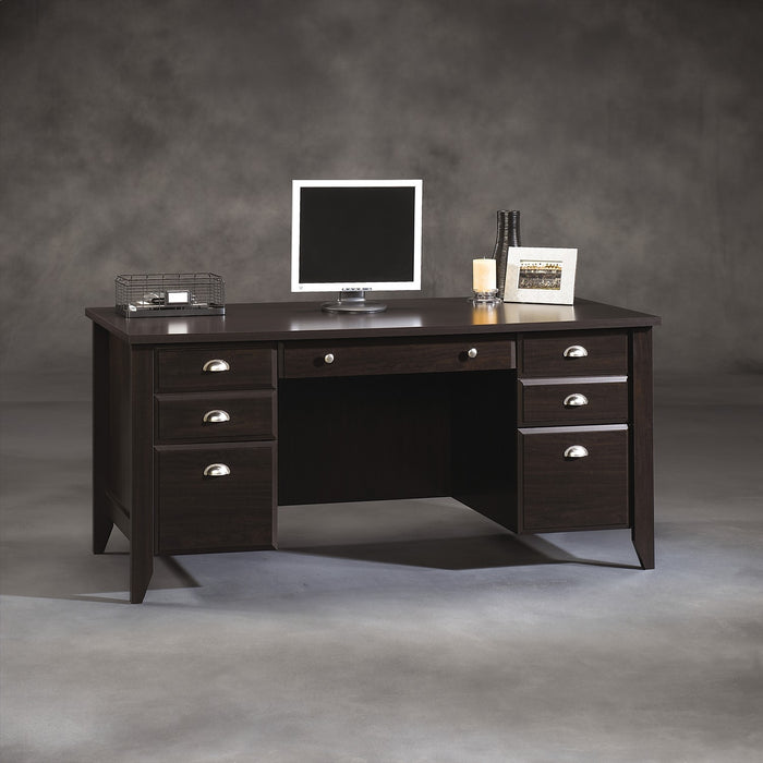 Shoal Creek Executive Office Desk with 7-Drawers - Dark Brown