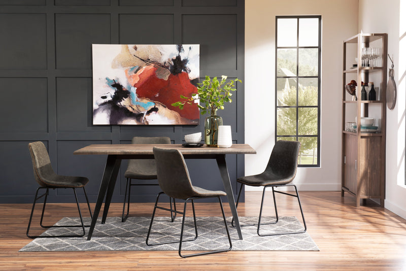 Amos 5pc Dining Set with Table & 4 Chairs, Metal, 60\"W - Grey