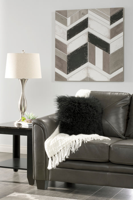 Andi 84\" Leather-Look Fabric Sofa with Button Tufting - Grey