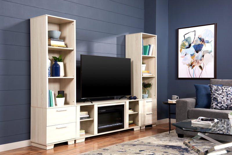 Antoni 62\" Modern Electric Fireplace TV Stand with Storage and Cable Management for TVs up to 70\"- White