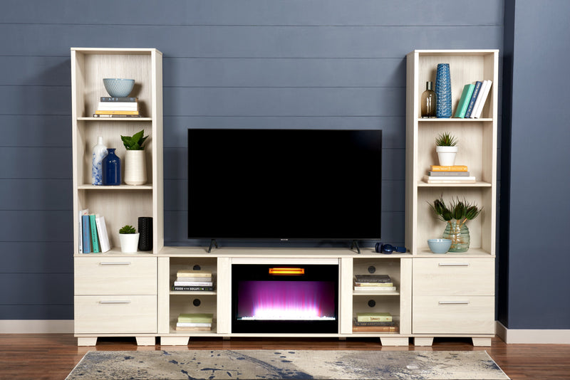 Antoni 62\" Modern Electric Fireplace TV Stand with Storage and Cable Management for TVs up to 70\"- White