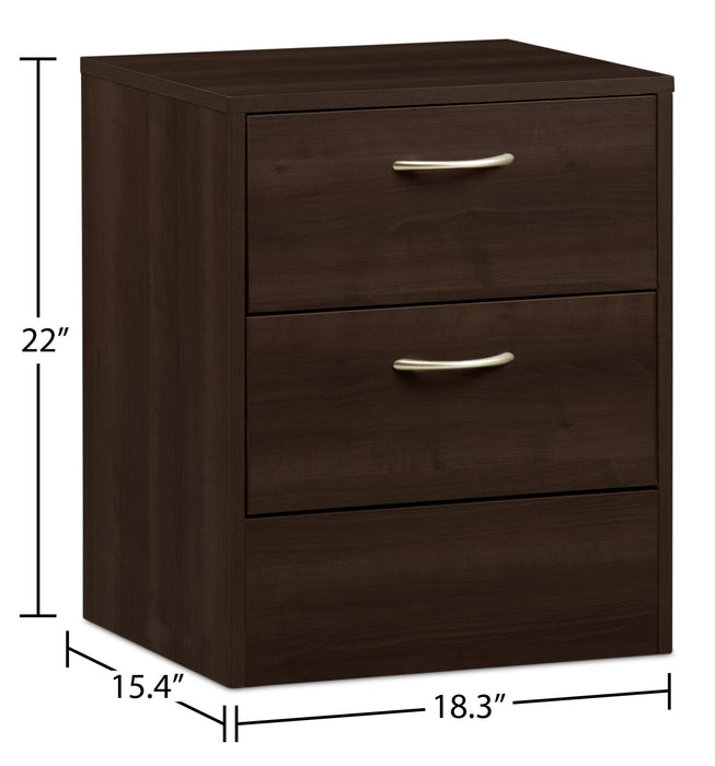 Arlo Bedside 2-Drawer Nightstand, 18.3\"W x 22\"H, Made in Canada - Espresso Brown