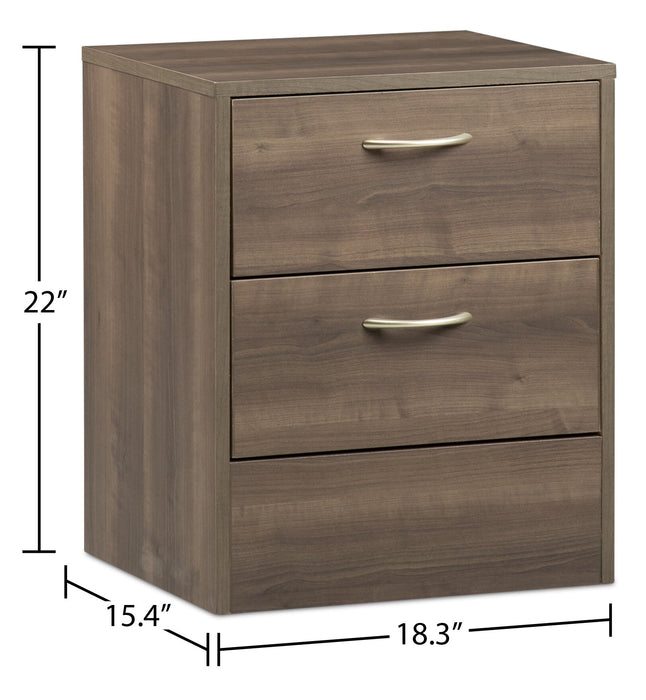 Arlo Bedside 2-Drawer Nightstand, 18.3\"W x 22\"H, Made in Canada - Grey/Brown