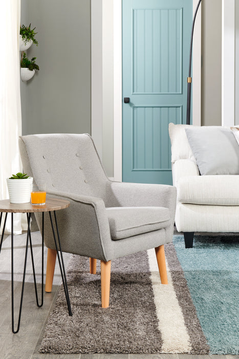 Arni 28\" Linen-Look Fabric Accent Chair with Wood Legs - Grey