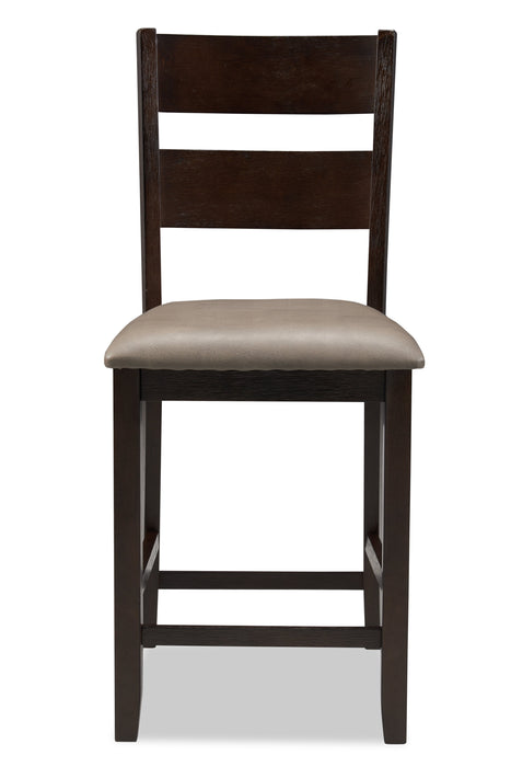 Astoria Counter-Height Dining Chair with Vegan-Leather Fabric, Ladder-Back - Brown
