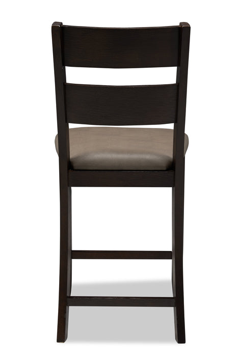 Astoria Counter-Height Dining Chair with Vegan-Leather Fabric, Ladder-Back - Brown