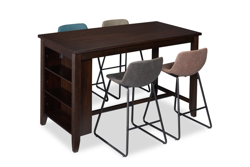 Astoria Counter-Height Dining Table with Built-in Shelves, 60\"W - Brown