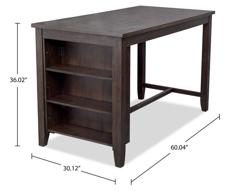 Astoria Counter-Height Dining Table with Built-in Shelves, 60\"W - Brown