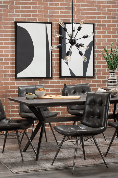 Avis Dining Chair with Vegan Leather Fabric, Metal - Black