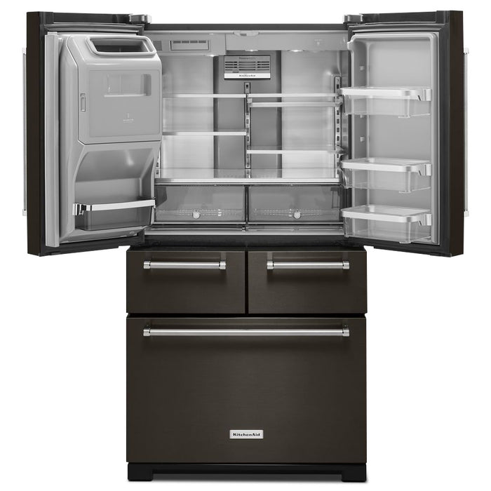 KitchenAid 36\" 24 Cu. Ft. Multi Door French-Door Refrigerator - Black Stainless Steel - KRMF706EBS