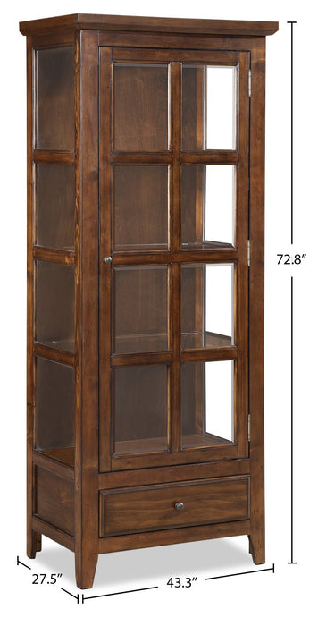 Bardini 28.25\" Display Cabinet with Framed Glass Door - Cherry Brown