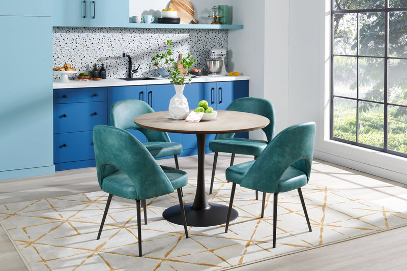 Kort & Co. Bay Dining Chair with Vegan Leather Fabric, Metal - Aqua
