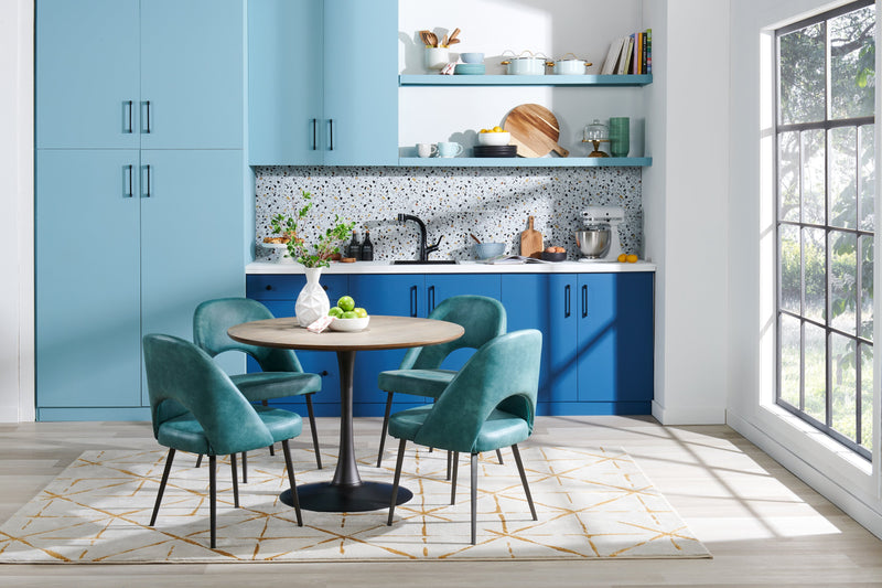 Kort & Co. Bay Dining Chair with Vegan Leather Fabric, Metal - Aqua