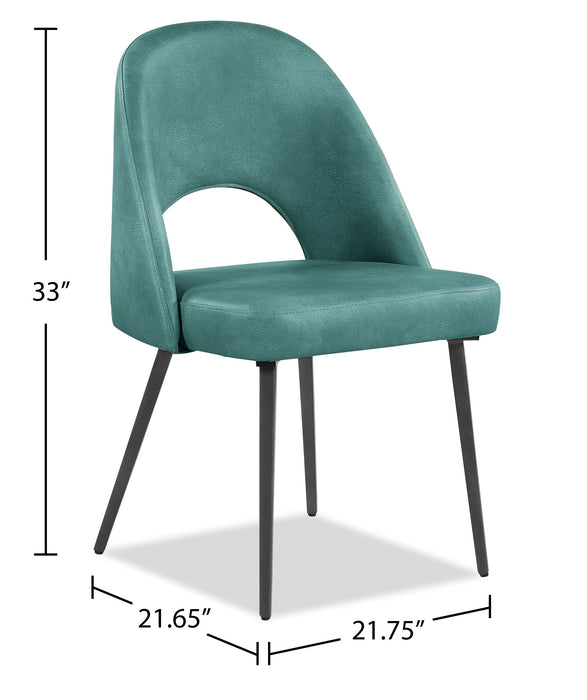 Kort & Co. Bay Dining Chair with Vegan Leather Fabric, Metal - Aqua