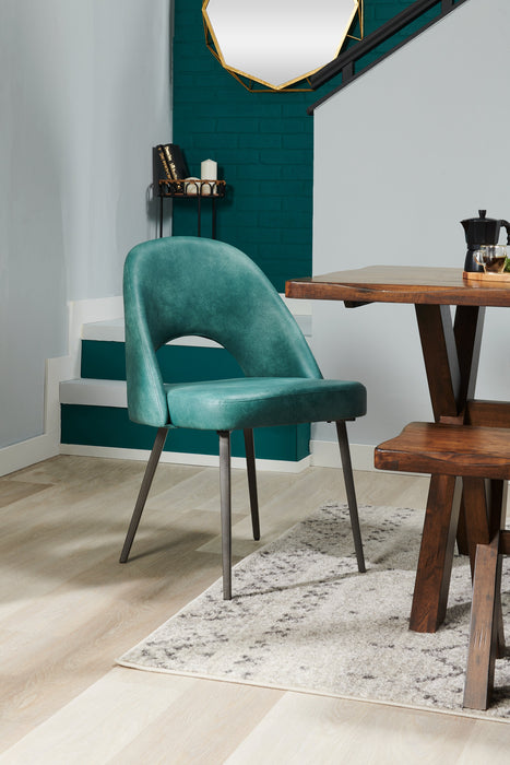 Kort & Co. Bay Dining Chair with Vegan Leather Fabric, Metal - Aqua