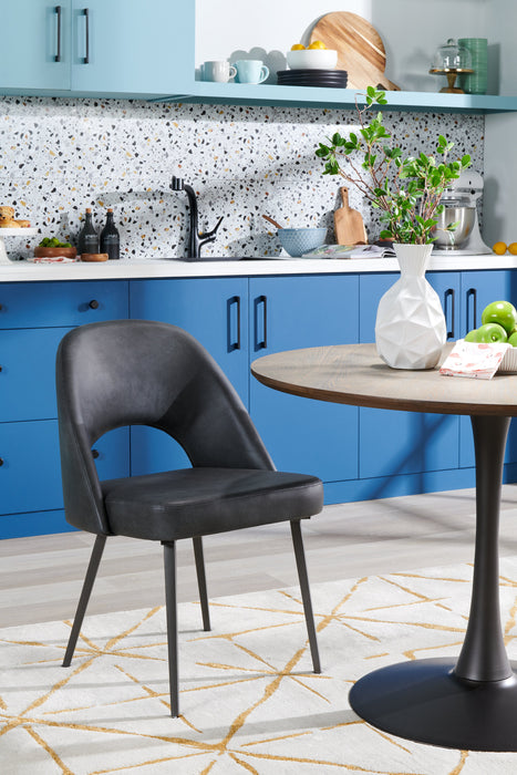 Kort & Co. Bay Dining Chair with Vegan Leather Fabric, Metal - Charcoal