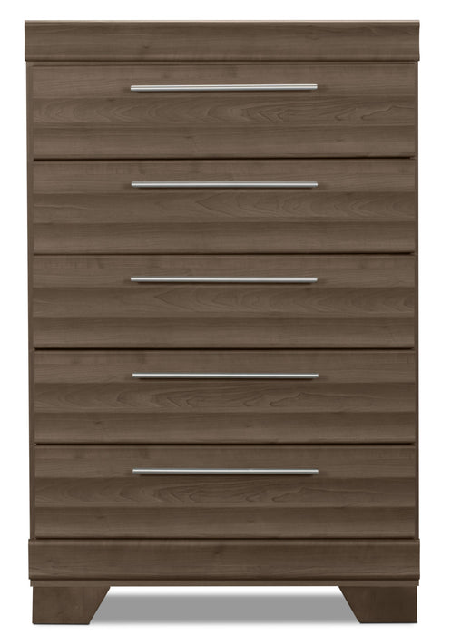 Olivia Bedroom Chest of Drawers, 5-Drawer, 31\"W x 47.9\"H, Made in Canada - Grey