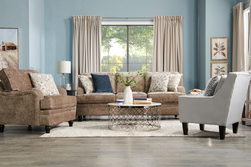 Made in Canada Bellmont 38\" Chenille Fabric Chair with Wood Legs - Toffee Brown