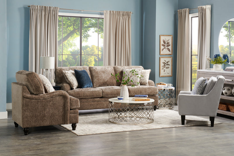 Made in Canada Bellmont 38\" Chenille Fabric Chair with Wood Legs - Toffee Brown