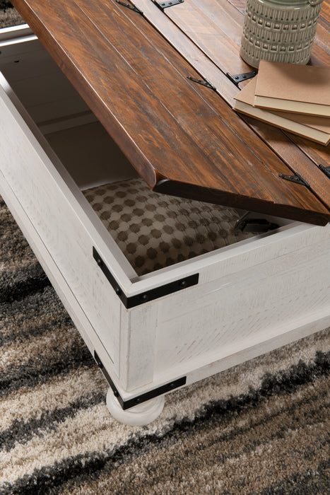 Benjy 36\" Rustic Coffee Table Trunk with Storage - Two Tone Wood