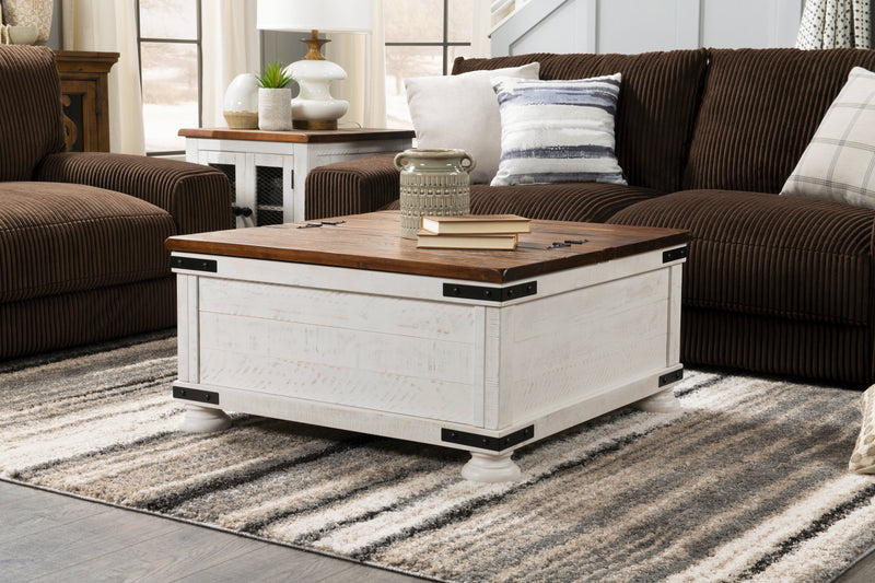 Benjy 36\" Rustic Coffee Table Trunk with Storage - Two Tone Wood