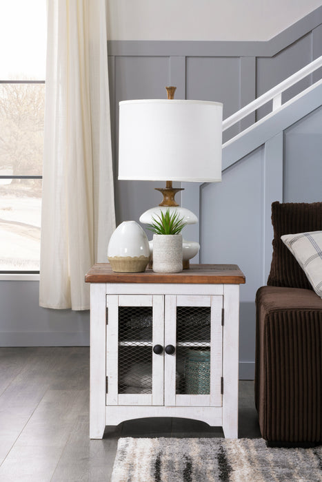 Benjy 24\" Rustic End Table with Storage - Two Tone Wood