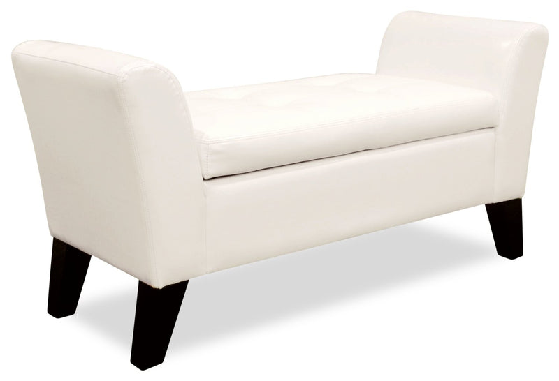 Bonn 44\" Storage Ottoman - White Faux Leather