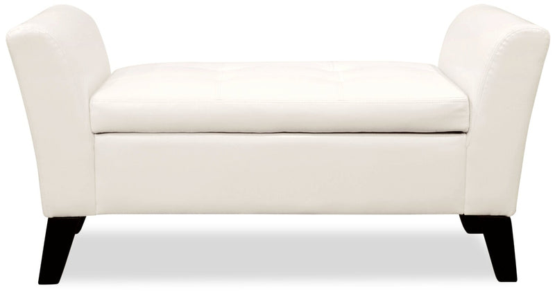 Bonn 44\" Storage Ottoman - White Faux Leather