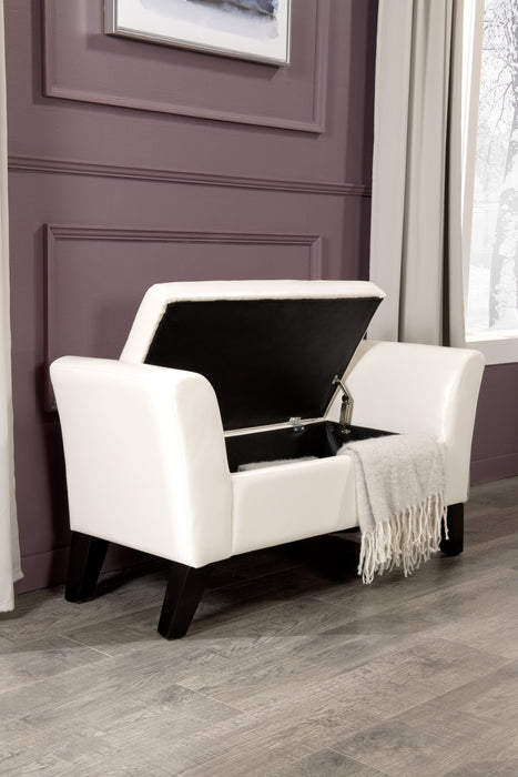 Bonn 44\" Storage Ottoman - White Faux Leather