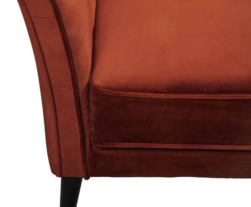 Brinley 29\" Velvet Fabric Accent Chair with Wood Legs - Orange