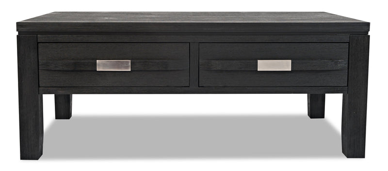 Bronx 48\" Rustic Lift Top Coffee Table with Storage, Shelf and Casters - Charcoal Wood
