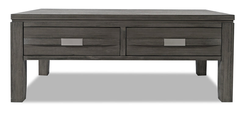 Bronx 48\" Rustic Lift Top Coffee Table with Storage, Shelf and Casters - Grey Wood