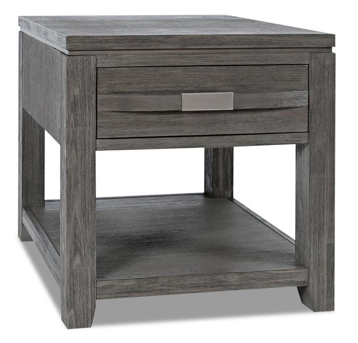 Bronx 24\" Rustic End Table with Storage and Shelf - Grey Wood