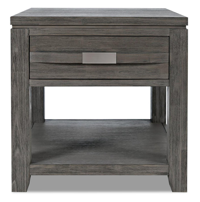 Bronx 24\" Rustic End Table with Storage and Shelf - Grey Wood