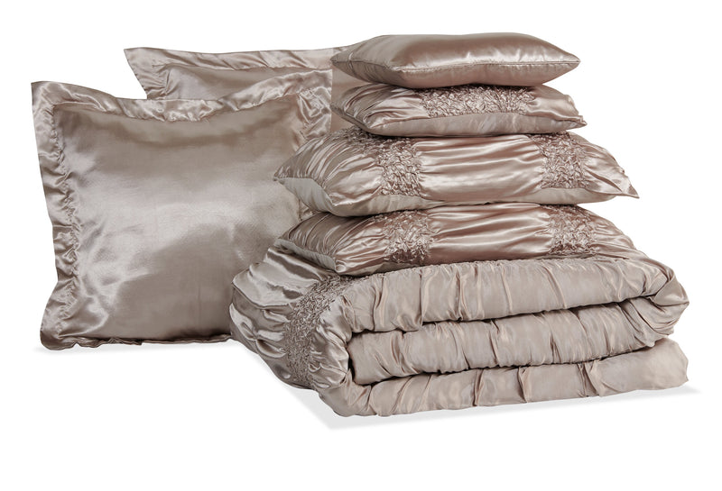 Beatrice 7-Piece King Comforter Set - Taupe