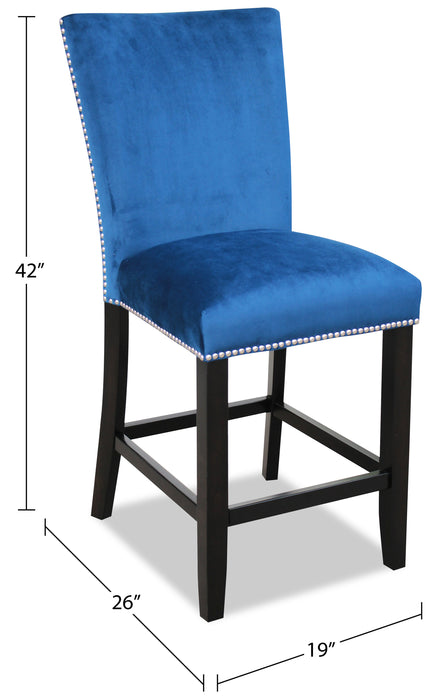 Cami Counter-Height Dining Chair with Velvet Fabric - Blue