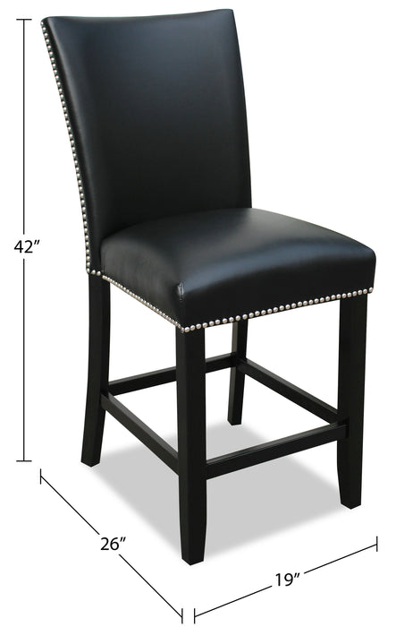 Cami Counter-Height Dining Chair with Vegan-Leather Fabric - Black