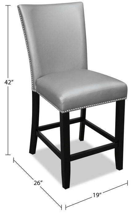 Cami Counter-Height Dining Chair with Vegan-Leather Fabric - Grey