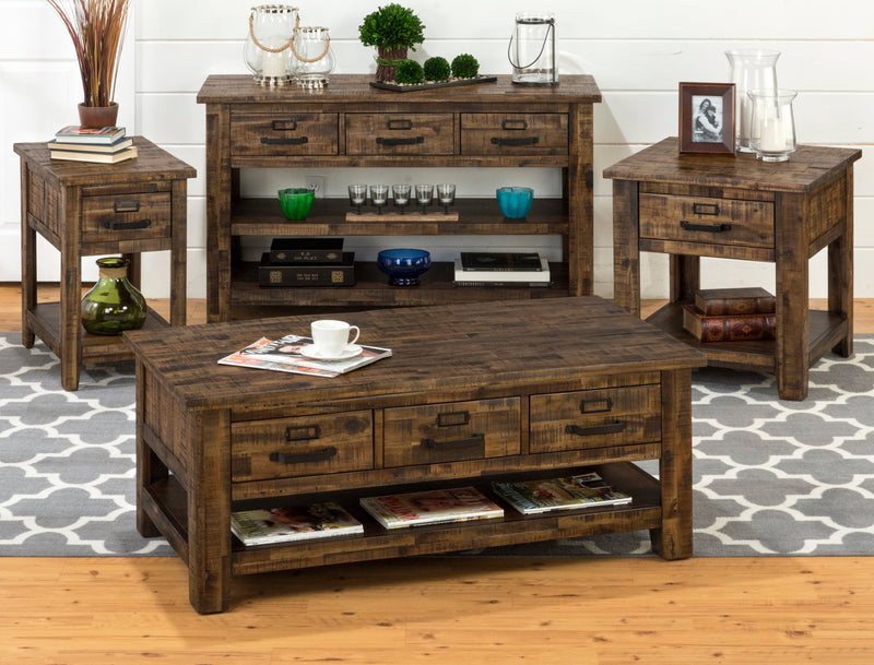 Casey 50\" Rustic Sofa Table with Storage and Shelf - Brown Wood