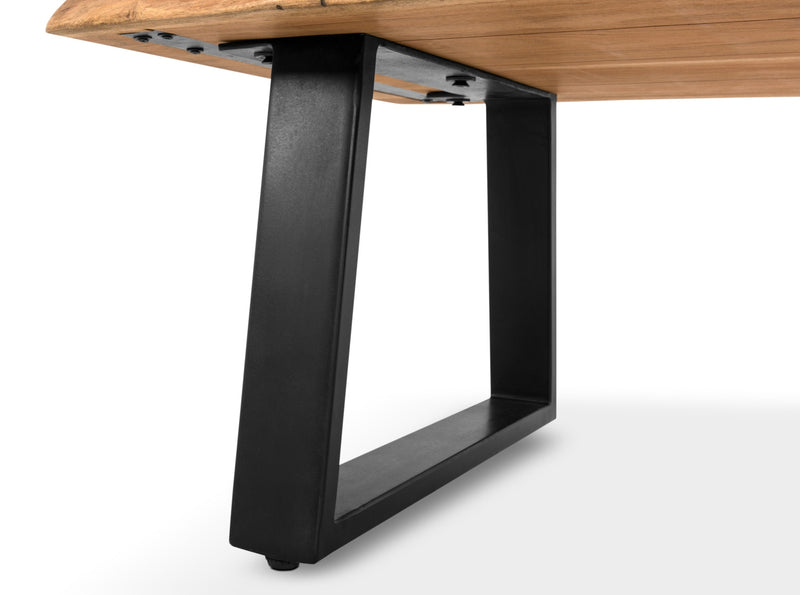 Agra 45\" Rustic Coffee Table - Brown and Black with Iron Legs