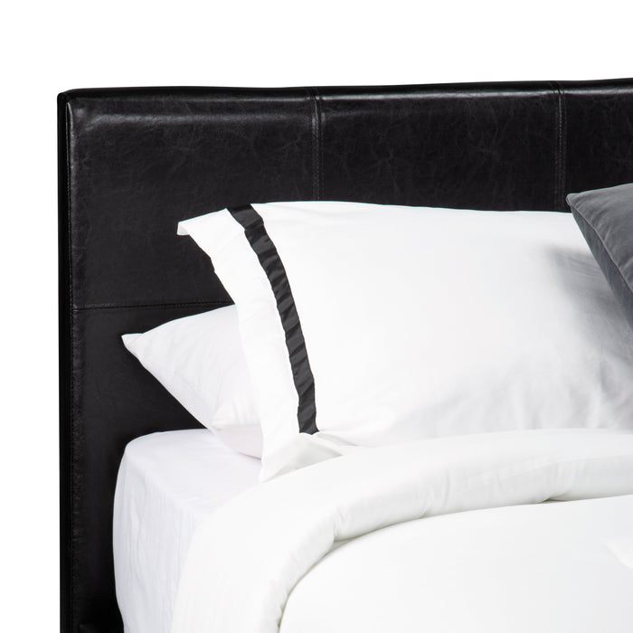 Chase Upholstered Bed in Brown Vegan-Leather Fabric - Queen Size