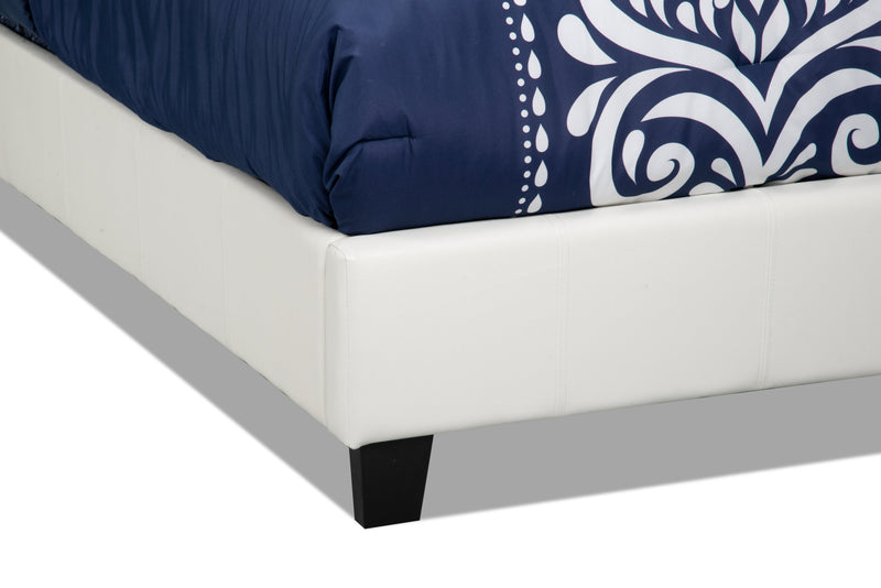 Chase Upholstered Bed in White Vegan-Leather Fabric - Twin Size