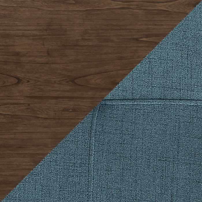 Chelsea 5pc Dining Set with Table & 4 Blue Chairs, 60\"W - Walnut Brown