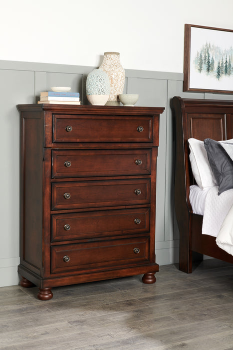 Chelsea Bedroom Chest of Drawers, 5-Drawer, 38\"W x 52\"H - Cherry Brown