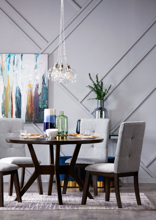 Chelsea 5pc Dining Set with Table & 4 Grey Chairs, 48\"W Round - Grey/Brown