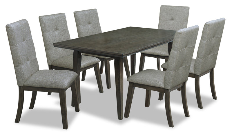 Chelsea 7pc Dining Set with Table & 6 Grey Chairs, 60\"W - Grey/Brown